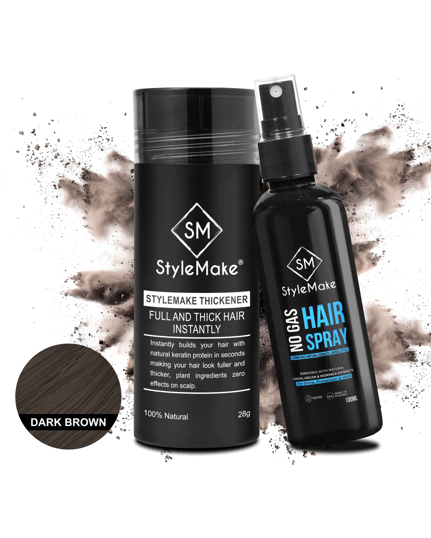 StyleMake Thickener Hair Loss Concealer, 90 - 120 Days Supply 28g - Dark Brown