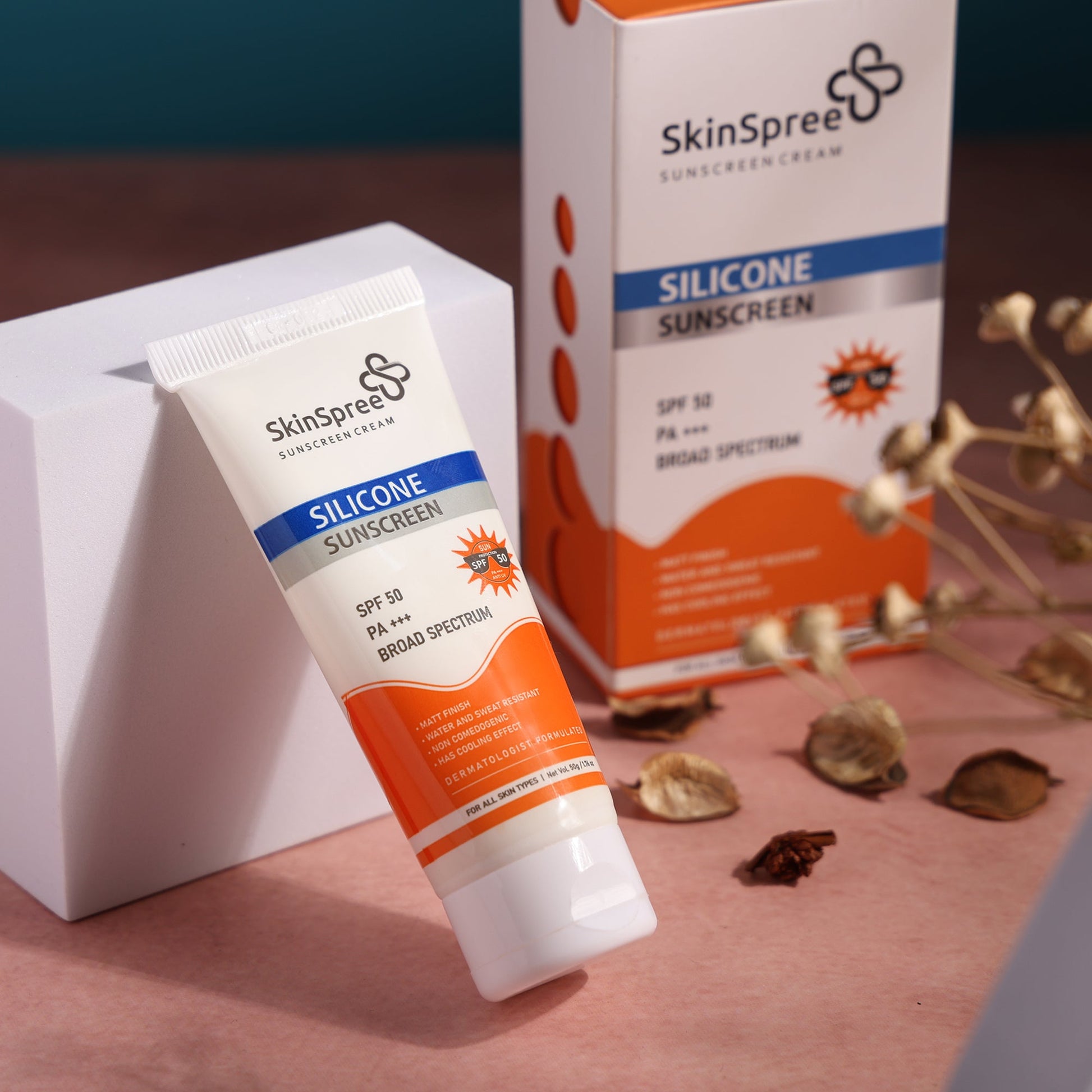 SkinSpree Silicone Sunscreen SPF 50 PA+++ dermatologist formulated for all skin types