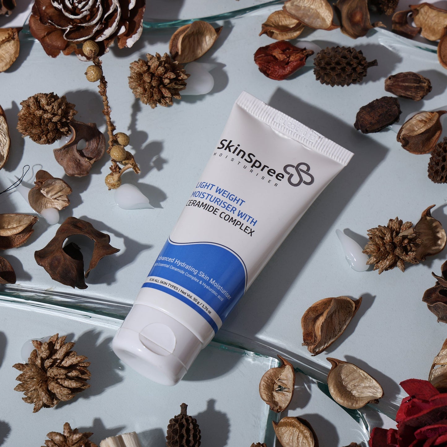 SkinSpree Moisturiser 50g with ceramide complex and hyaluronic acid for all skin types