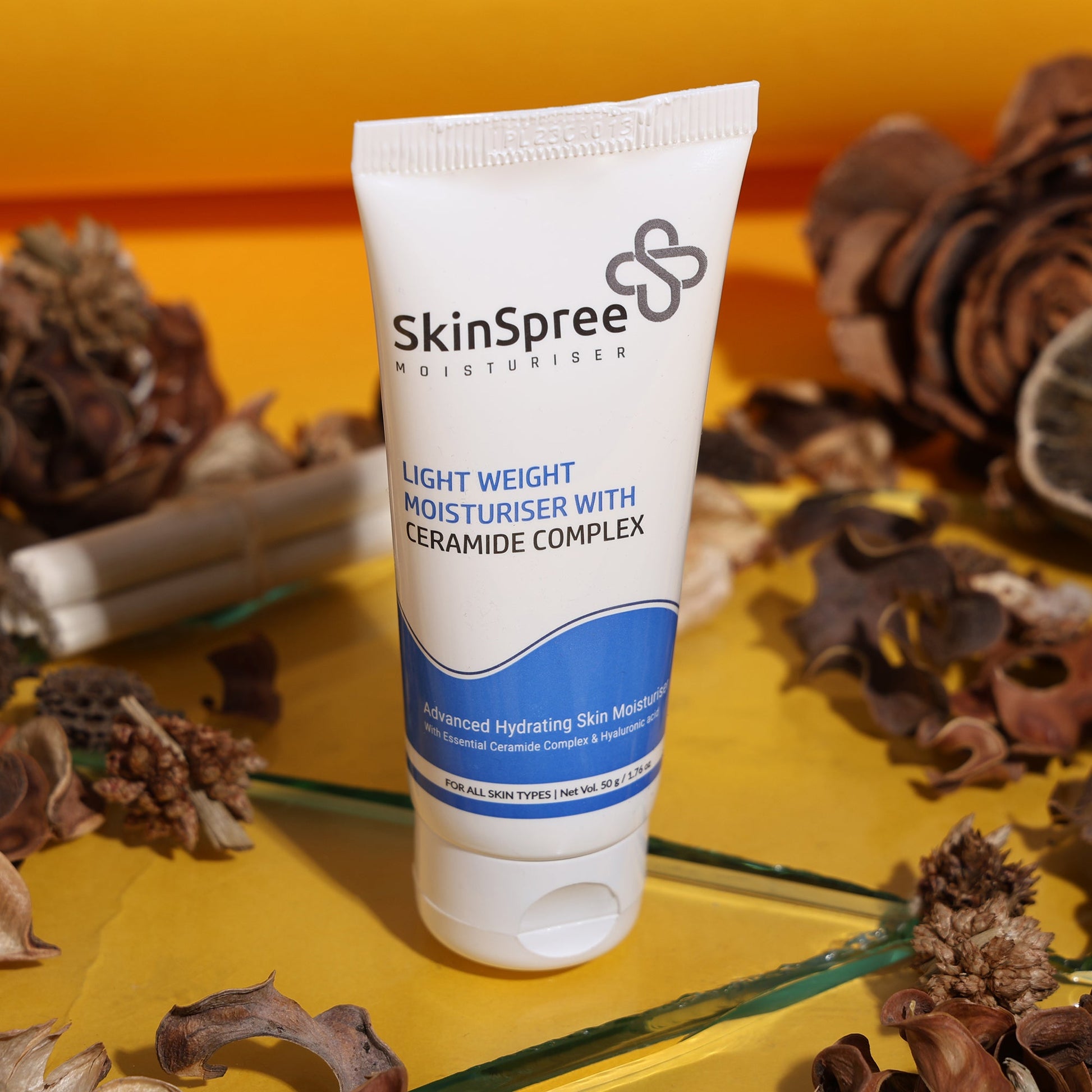 SkinSpree Moisturiser 50g with ceramide complex and hyaluronic acid for all skin types