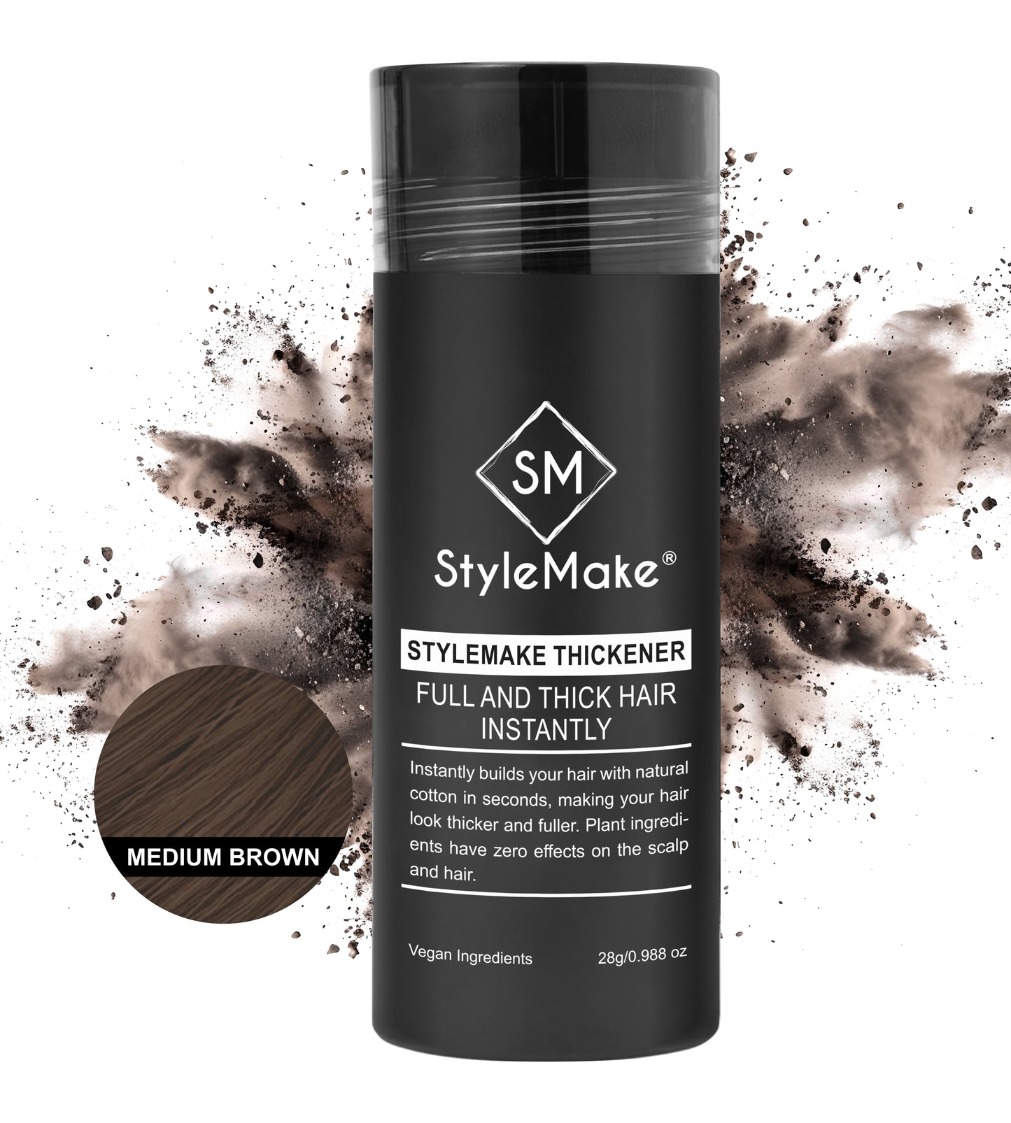 StyleMake Thickener 28g Hair Fibers | Plant-Based Cotton Fibers