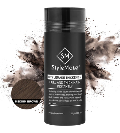 StyleMake Thickener 28g Hair Fibers | Plant-Based Cotton Fibers