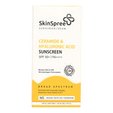 SkinSpree Ceramide & Hyaluronic Acid Sunscreen Cream 50g SPF 50+ PA++++ for UVA/B & Blue Light Protection | Fragrance-Free & Color-Free | For Glowing & Hydrating Skin | Broad Spectrum