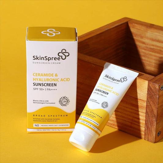 SkinSpree Sunscreen SPF 50+ & PA++++ for UVA, UVB and Blue Light Protection | Non Comedogenic | No White Cast | Lightweight cream formula for men and women | 50gm