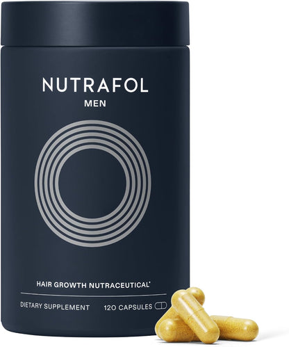 Nutrafol Men hair growth supplement for ages 18–49, with an open bottle, capsules and NSF Certified for Sport testing information. Shop Nutrafol Men Hair Growth Supplements for ages 18–49 at StyleMake India. Delivery in India with import duties included and Cash on Delivery (COD) available.  