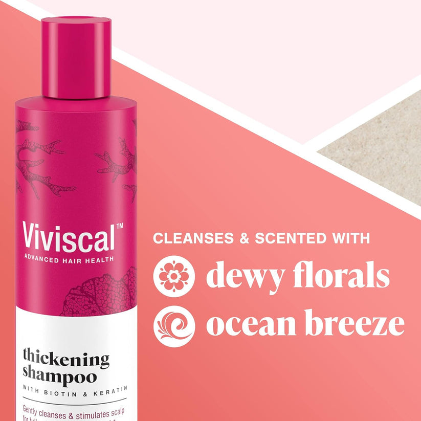 Viviscal Thickening Shampoo 250ml with biotin, keratin and marine collagen for fuller, healthier-looking hair, available in India at StyleMake.