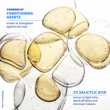 Close-up of conditioning agents with text about their benefits on a white background