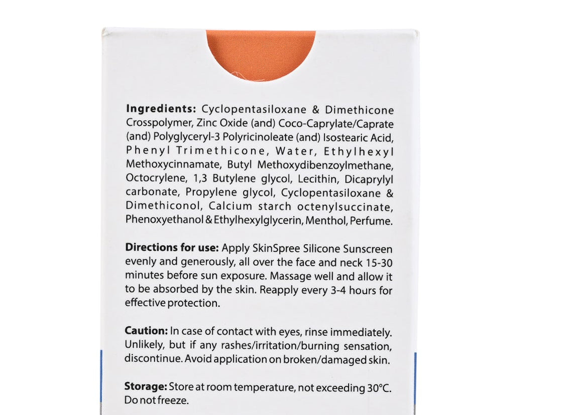 SkinSpree Silicone Sunscreen SPF 50 PA+++ dermatologist formulated for all skin types