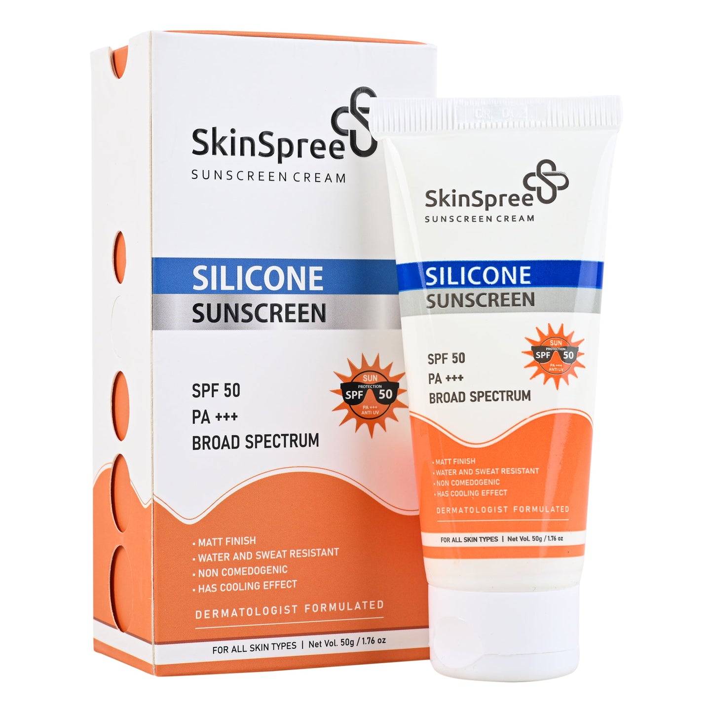 SkinSpree Silicone Sunscreen SPF 50 PA+++ dermatologist formulated for all skin types