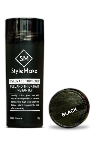 StyleMake Thickener Hair Fibers, 28g Black / Dark Brown - 90 Days Supply - High Quality Keratin
