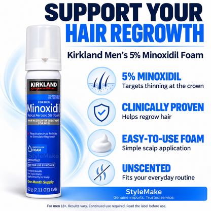 Kirkland 1 Month Supply Minoxidil 5% Foam Hair Regrowth For Men