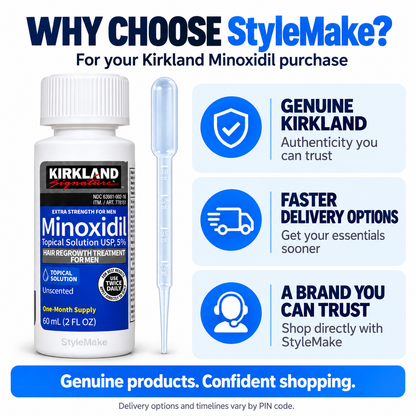 Kirkland 1 Month Supply Minoxidil 5% Extra Strength Hair Regrowth For Men Topical Solution