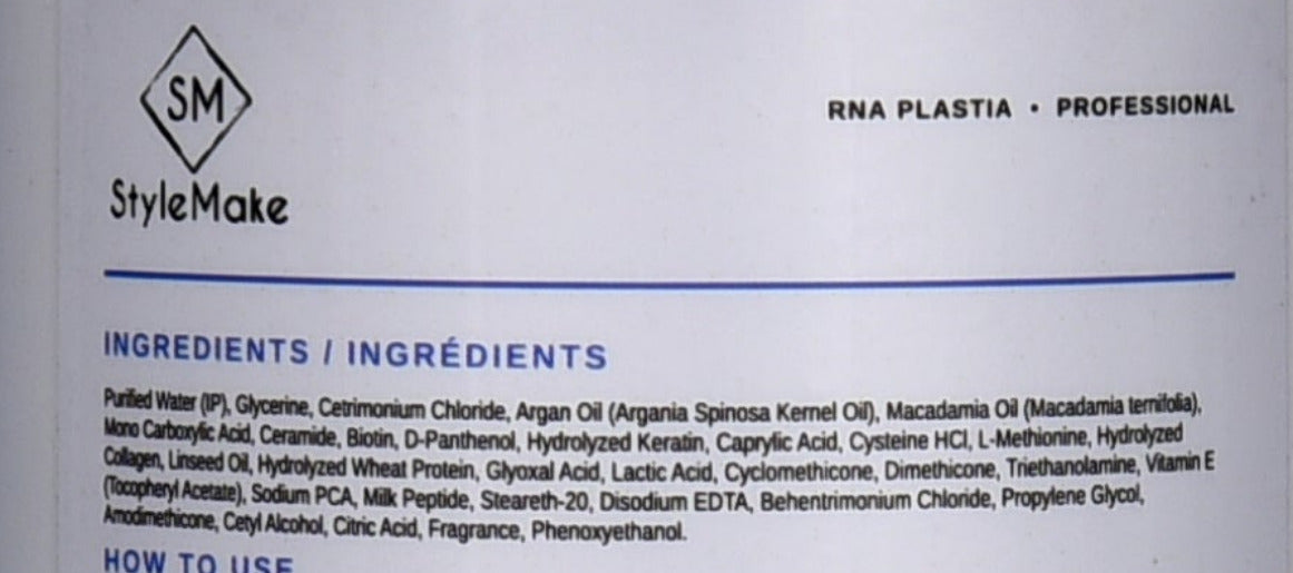 StyleMake RNA PLASTIA Professional Nanoplastia Hair Smoothing Treatment 1 L | Smooth & Straight-Looking Hair