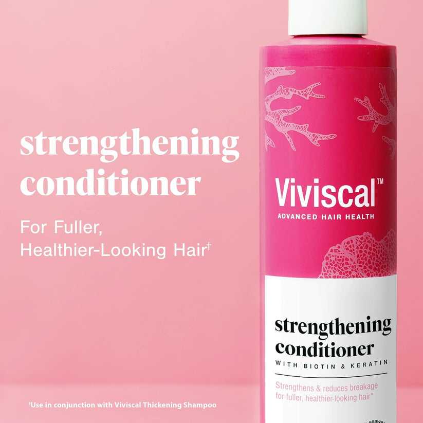 Viviscal Strengthening Conditioner 250ml with biotin, keratin, marine collagen and seaweed extract for lightweight hydration and reduced hair breakage, available in India at StyleMake.