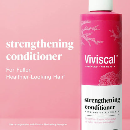 Viviscal Strengthening Conditioner 250ml with biotin, keratin, marine collagen and seaweed extract for lightweight hydration and reduced hair breakage, available in India at StyleMake.