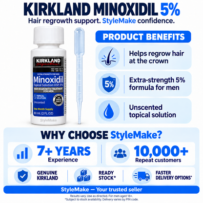 Kirkland 1 Month Supply Minoxidil 5% Extra Strength Hair Regrowth For Men Topical Solution