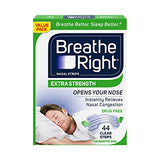 Breathe Right Extra Clear DrugFree Nasal Strips for Nasal Congestion Relief, 44 Count