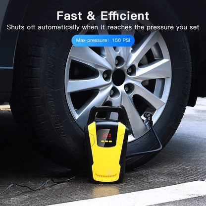 StyleMake™ Portable Car Air Compressor Tyre Inflator 12V DC Car Pump with Auto Cut Off Digital Pressure Gauge Bright and inbuilt LED Light